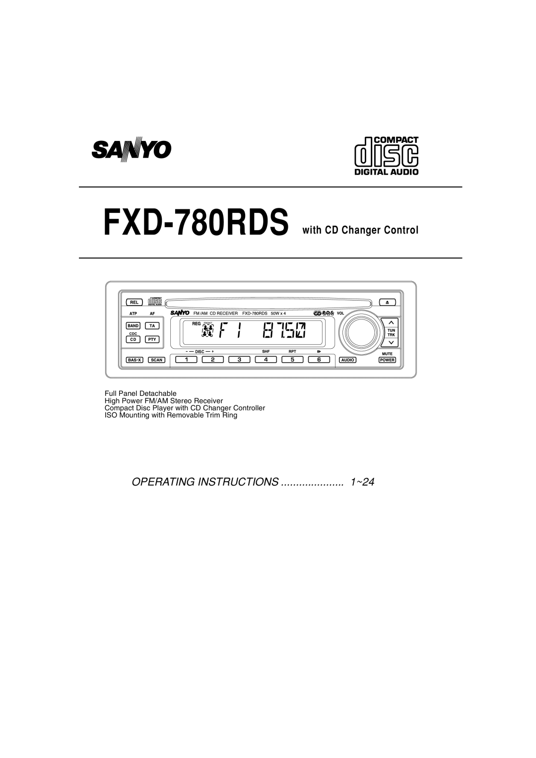 Sanyo operating instructions FXD-780RDSwith CD Changer Control 