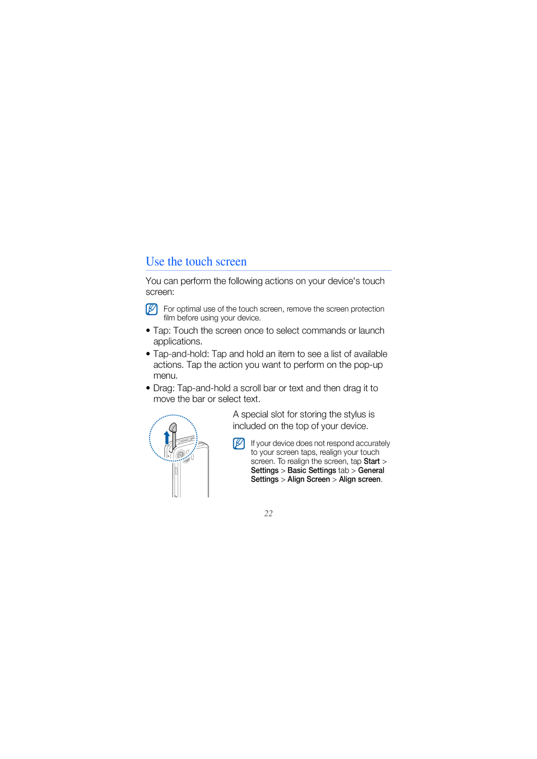 Sanyo GH68-24473A manual Use the touch screen 