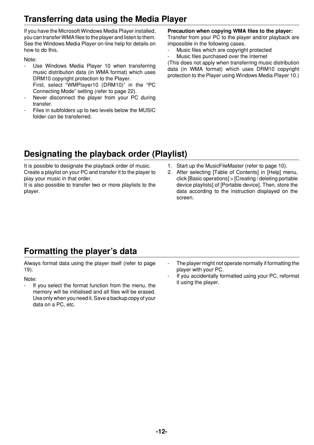 Sanyo HDP-M3000 instruction manual Transferring data using the Media Player, Designating the playback order Playlist 