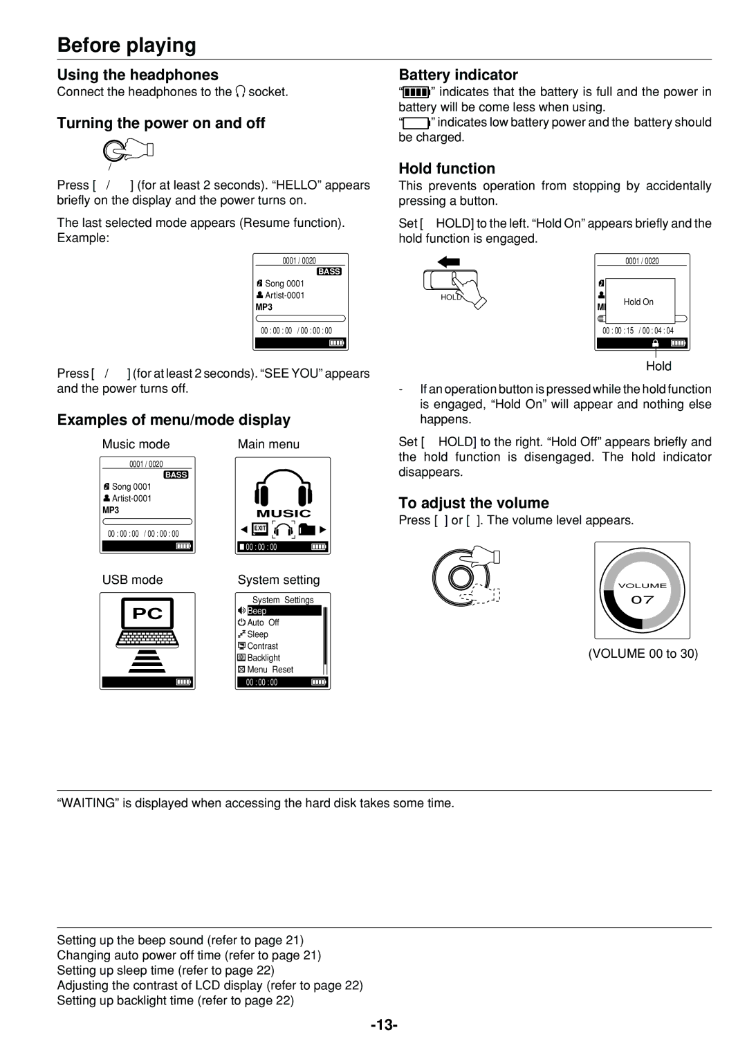 Sanyo HDP-M3000 instruction manual Before playing 