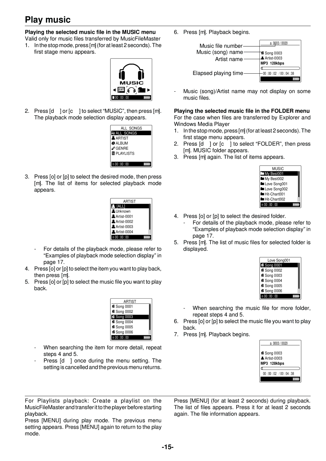 Sanyo HDP-M3000 instruction manual Play music, When searching the item for more detail, repeat steps 4 