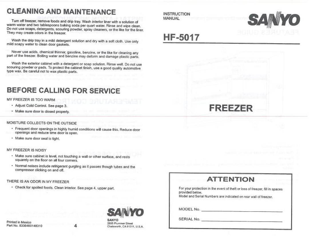 Sanyo HF-5017 manual 