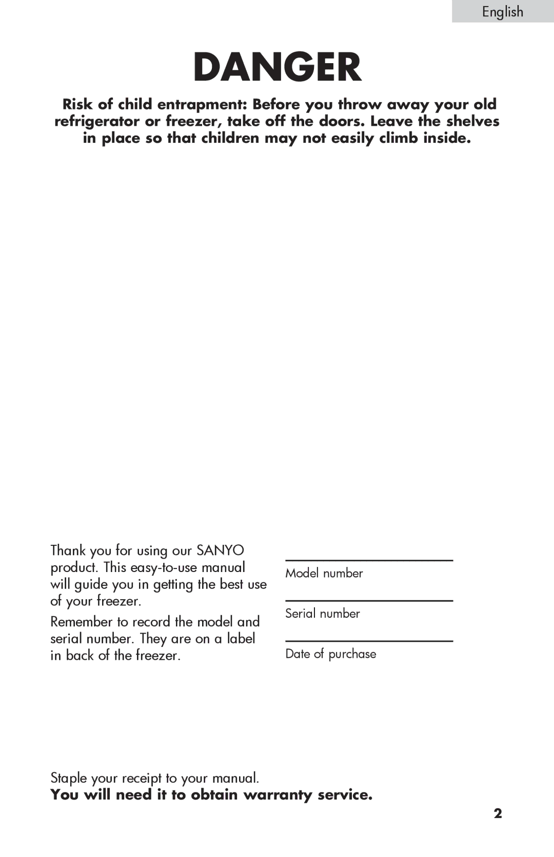 Sanyo HF-710 instruction manual You will need it to obtain warranty service 