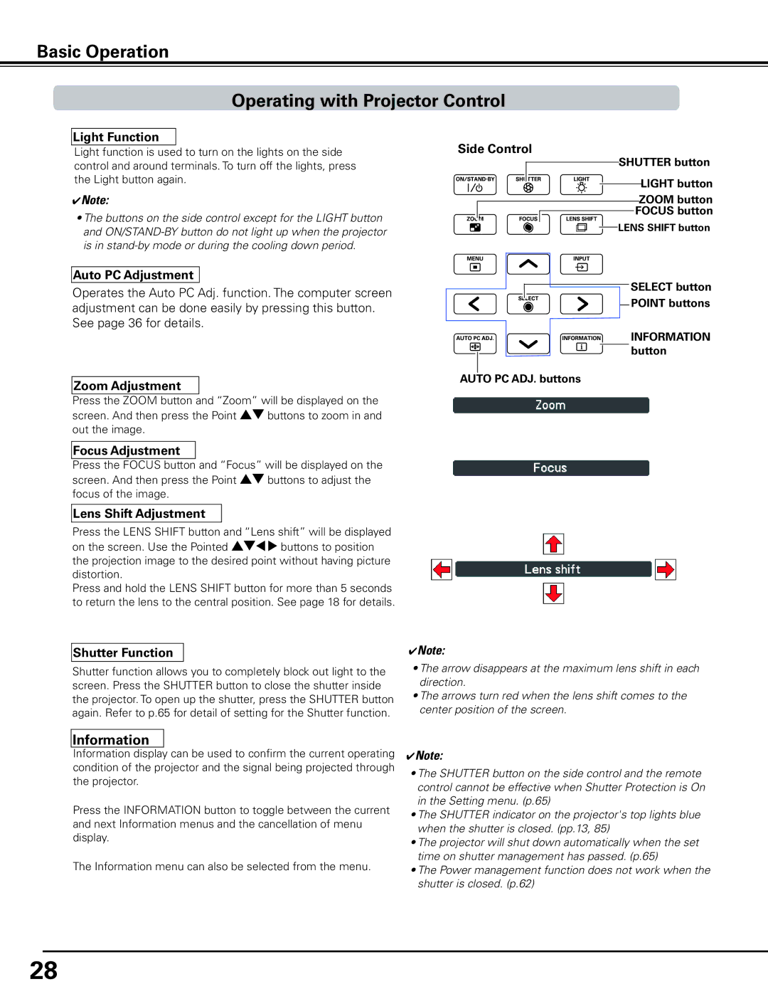 Sanyo HF10000L owner manual Basic Operation Operating with Projector Control, Information 