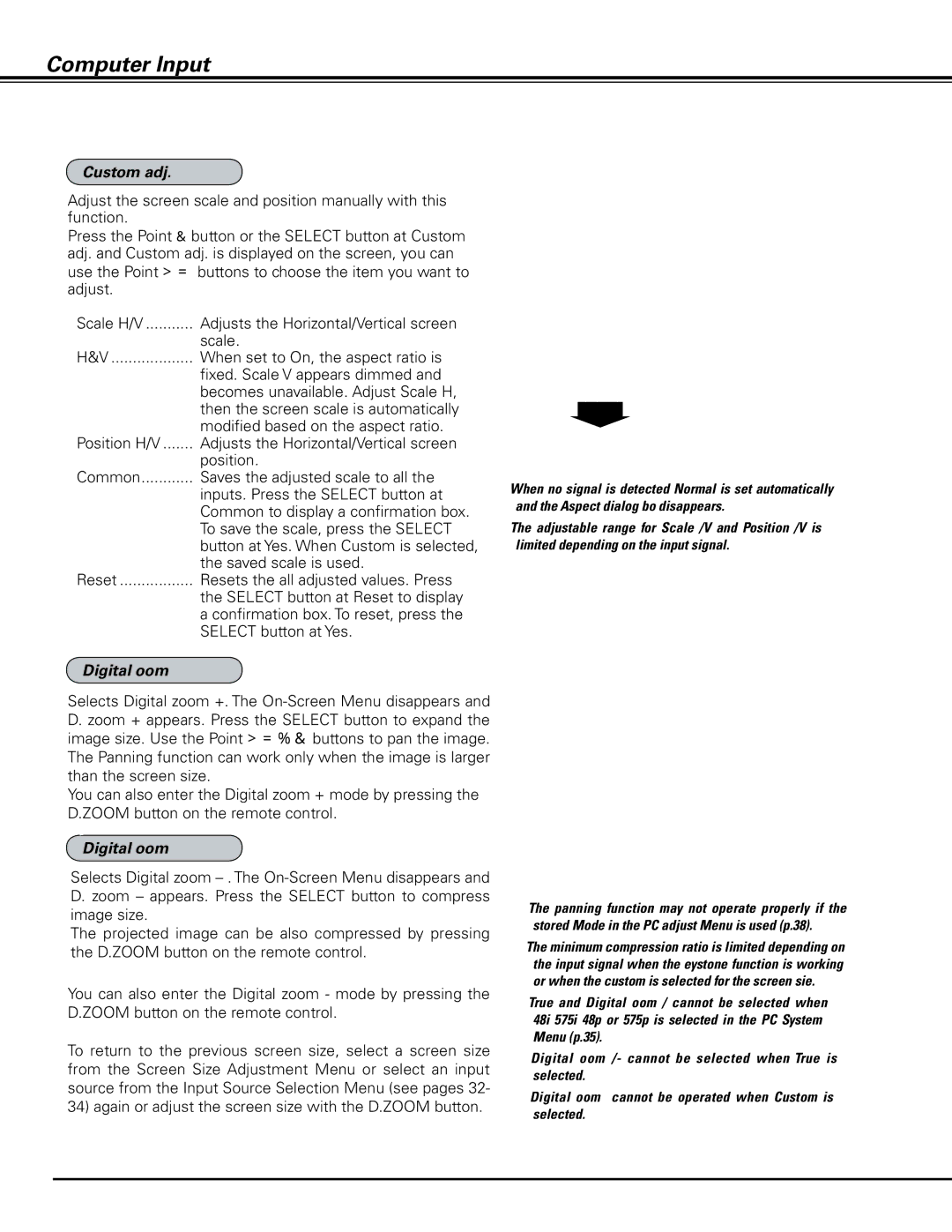 Sanyo HF10000L owner manual Custom adj, Digital zoom + 