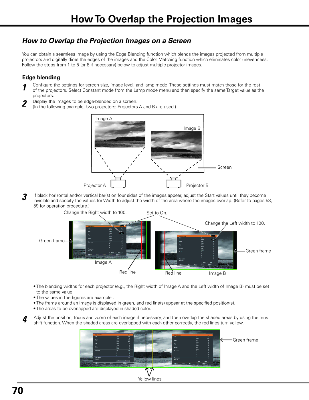 Sanyo HF15000L owner manual How To Overlap the Projection Images, How to Overlap the Projection Images on a Screen 