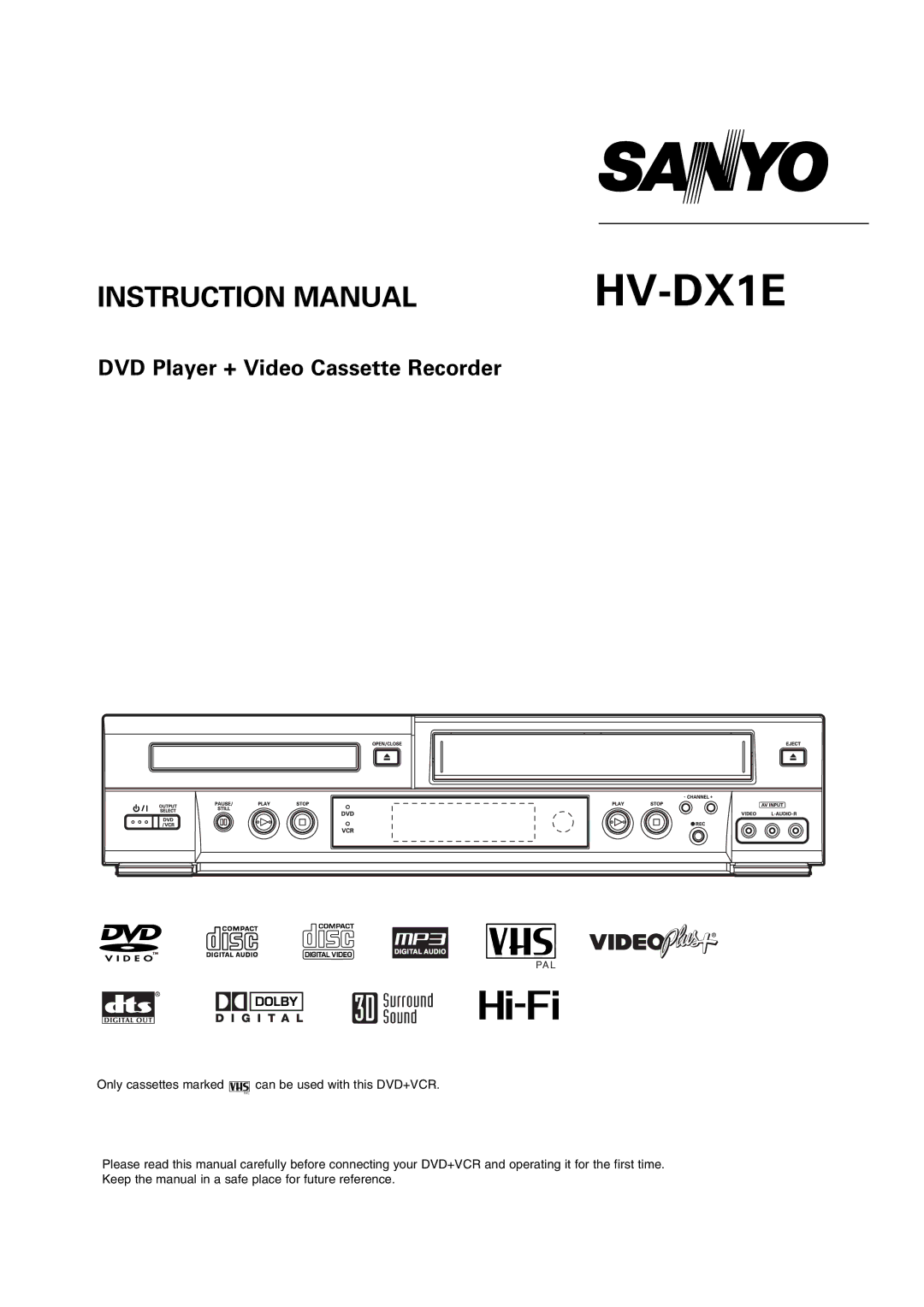 Sanyo HV-DX1E manual 