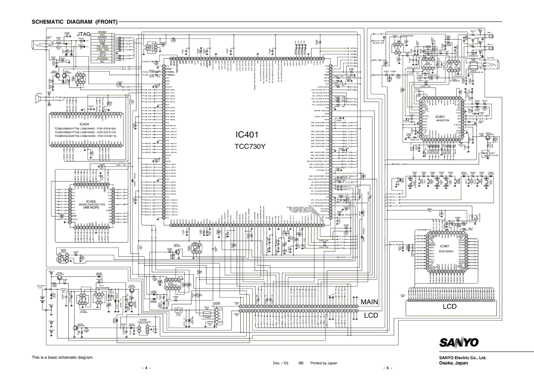 Sanyo ICR-B170NX service manual Schematic Diagram Front 