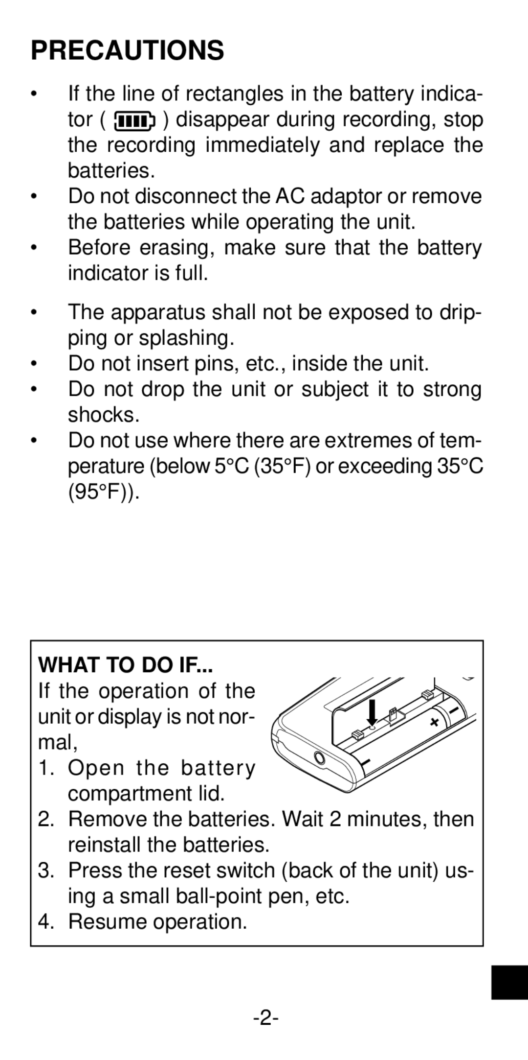 Sanyo ICR-B35 instruction manual Precautions, What to do if 