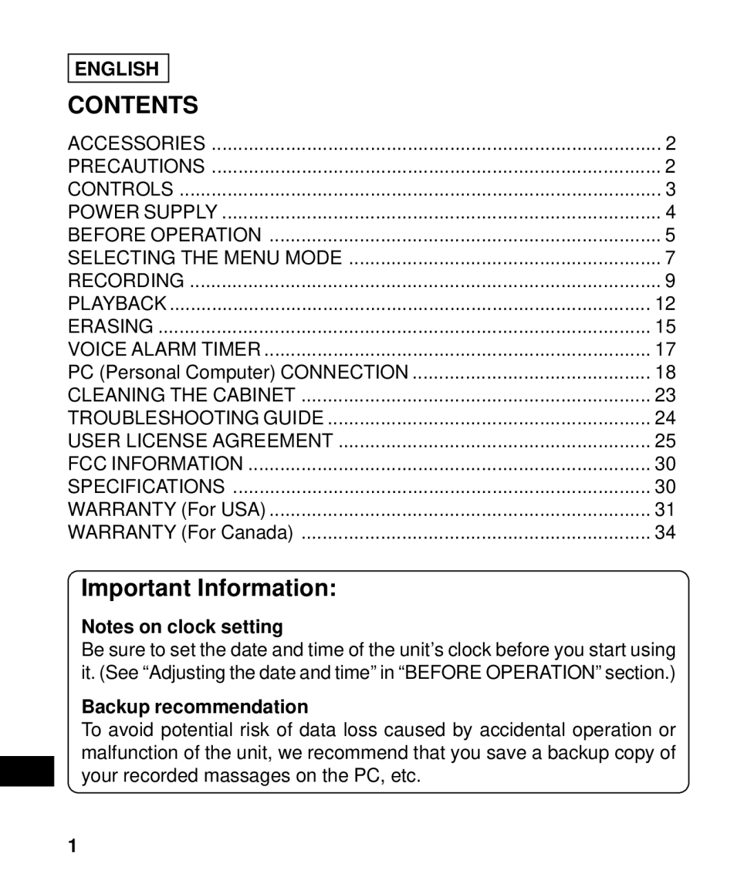 Sanyo ICR-B50 instruction manual Contents 