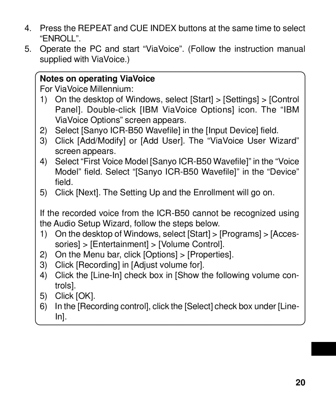 Sanyo ICR-B50 instruction manual 