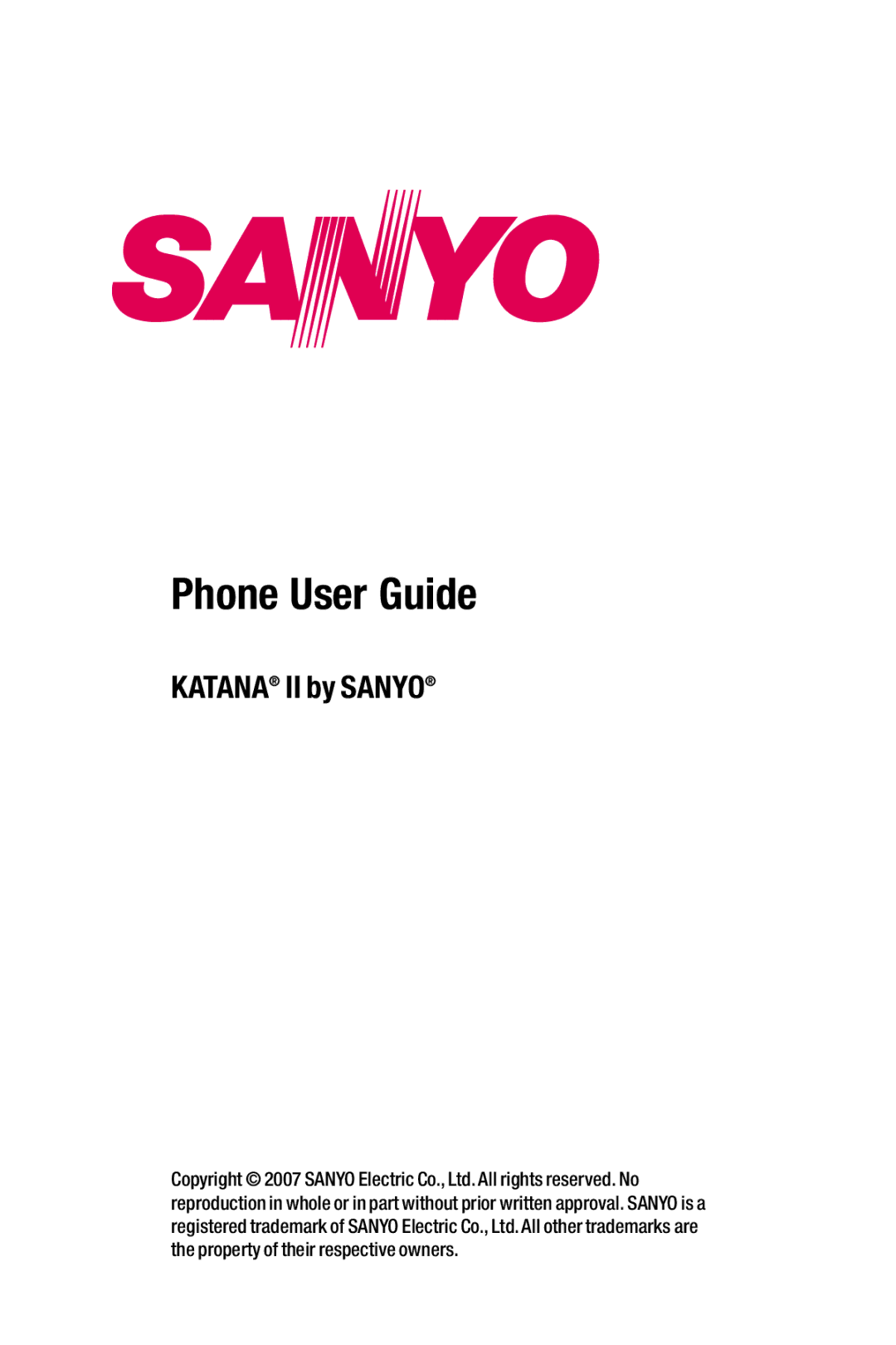 Sanyo manual Katana II by Sanyo 