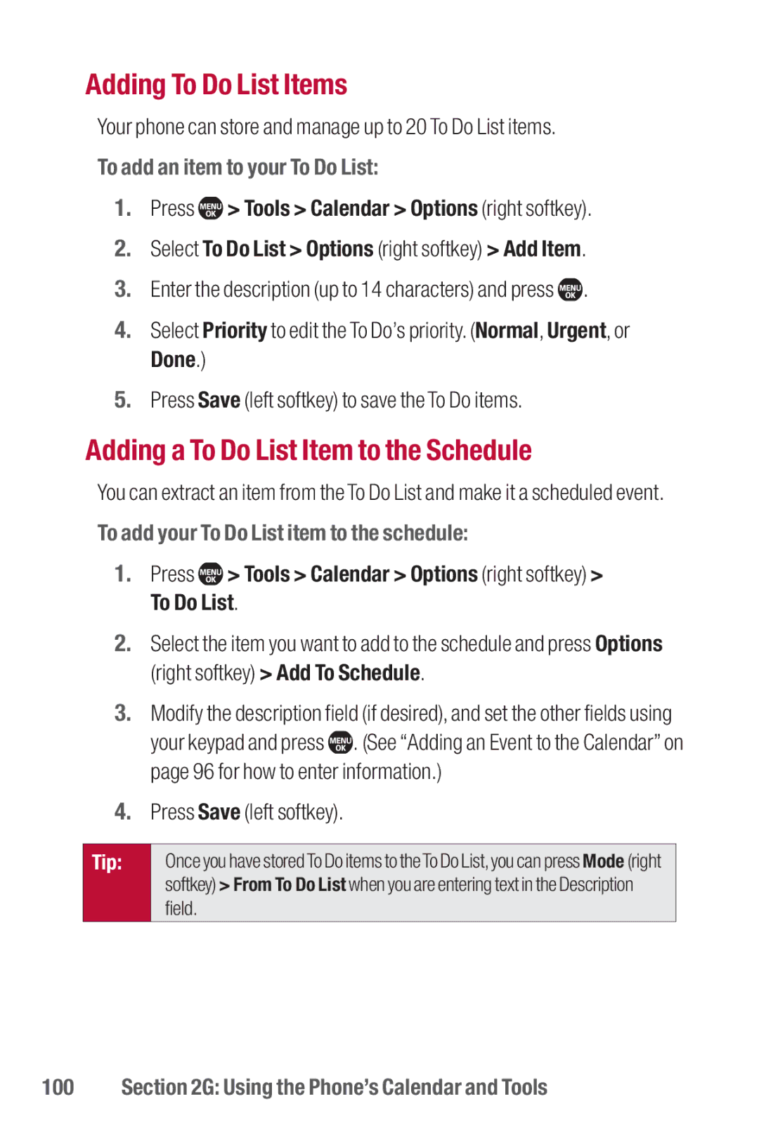 Sanyo II manual Adding To Do List Items, Adding a To Do List Item to the Schedule, To add an item to your To Do List 