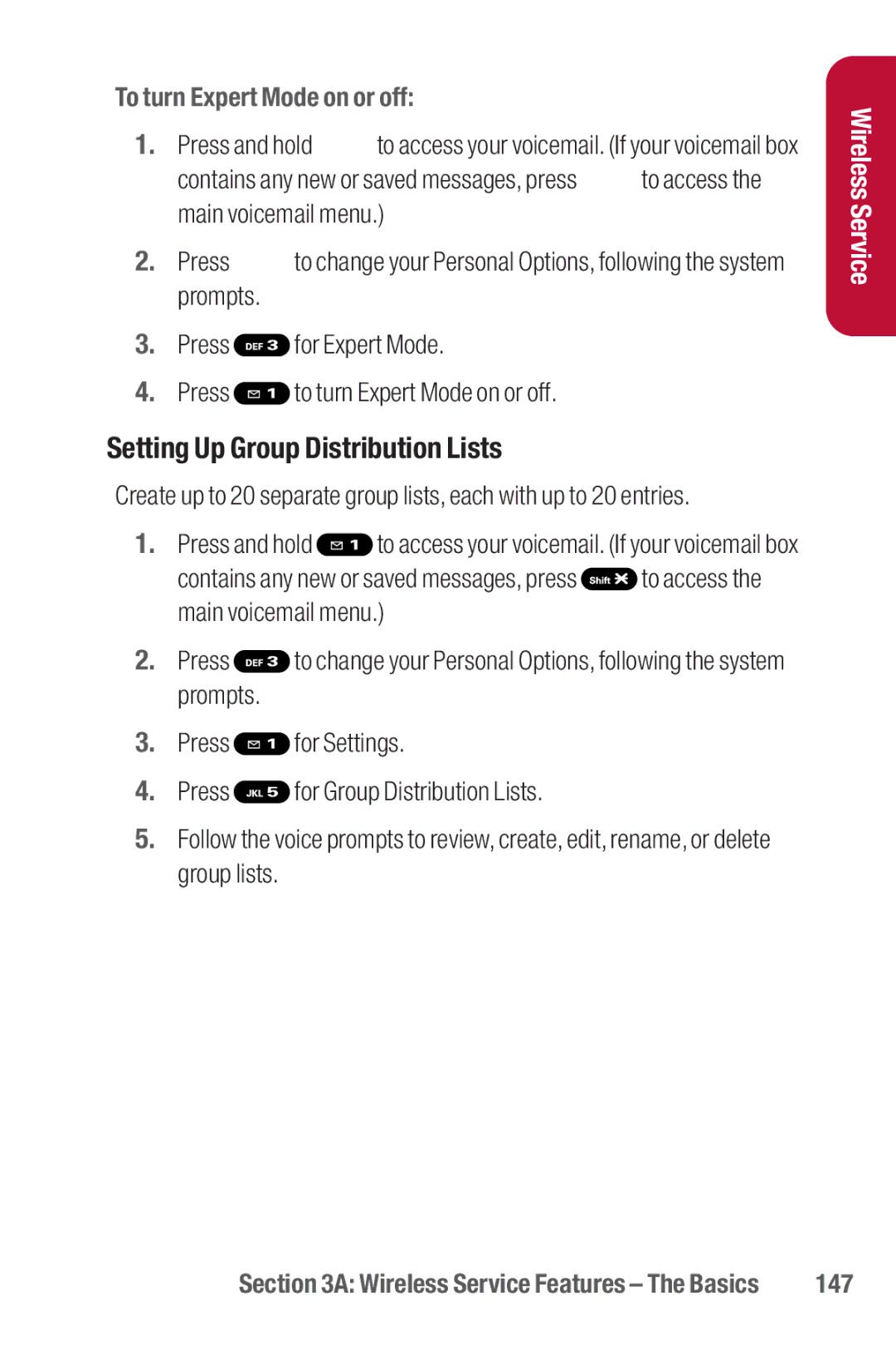 Sanyo II manual Setting Up Group Distribution Lists, To turn Expert Mode on or off, 147 