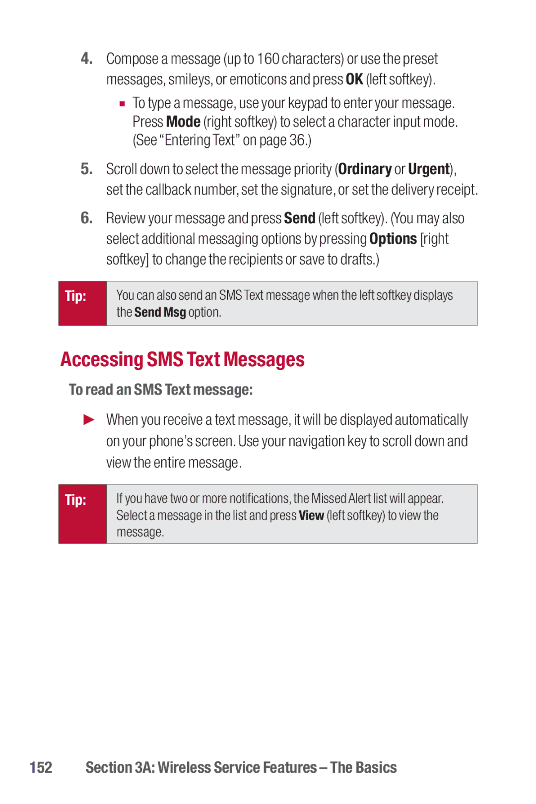 Sanyo II manual Accessing SMS Text Messages, To read an SMS Text message 