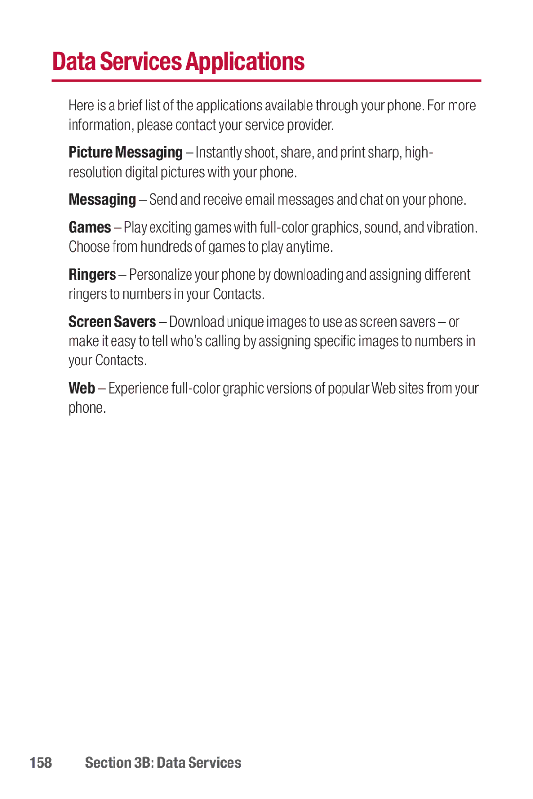 Sanyo II manual Data Services Applications 