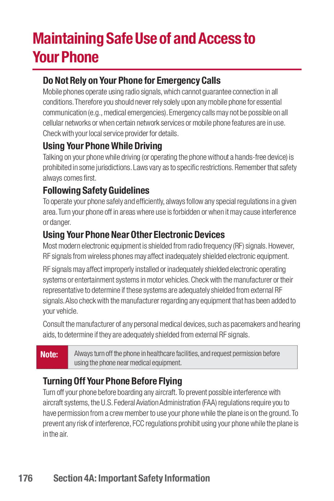 Sanyo II manual Maintaining Safe Use of and Access to Your Phone 