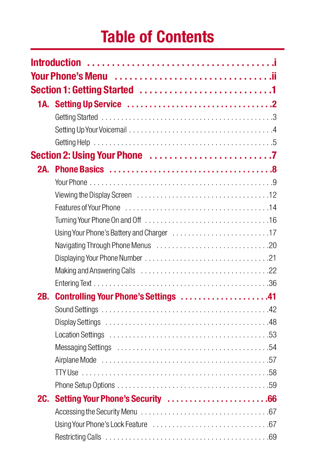 Sanyo II manual Table of Contents 