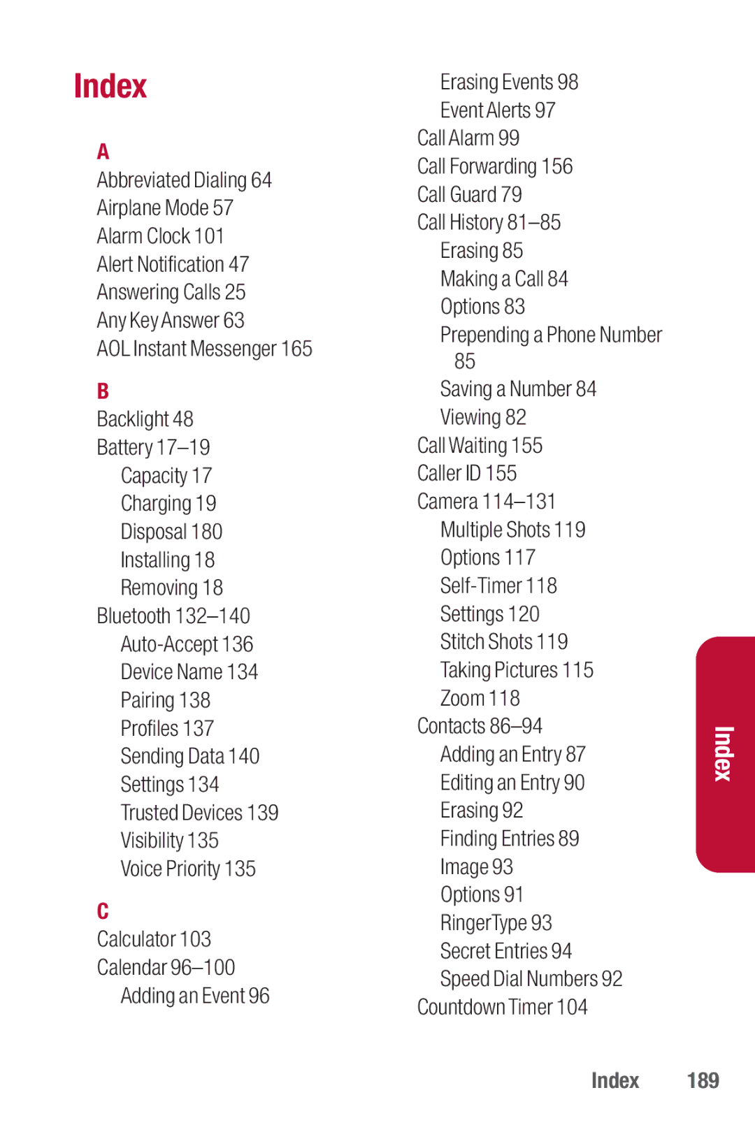 Sanyo II manual Index 