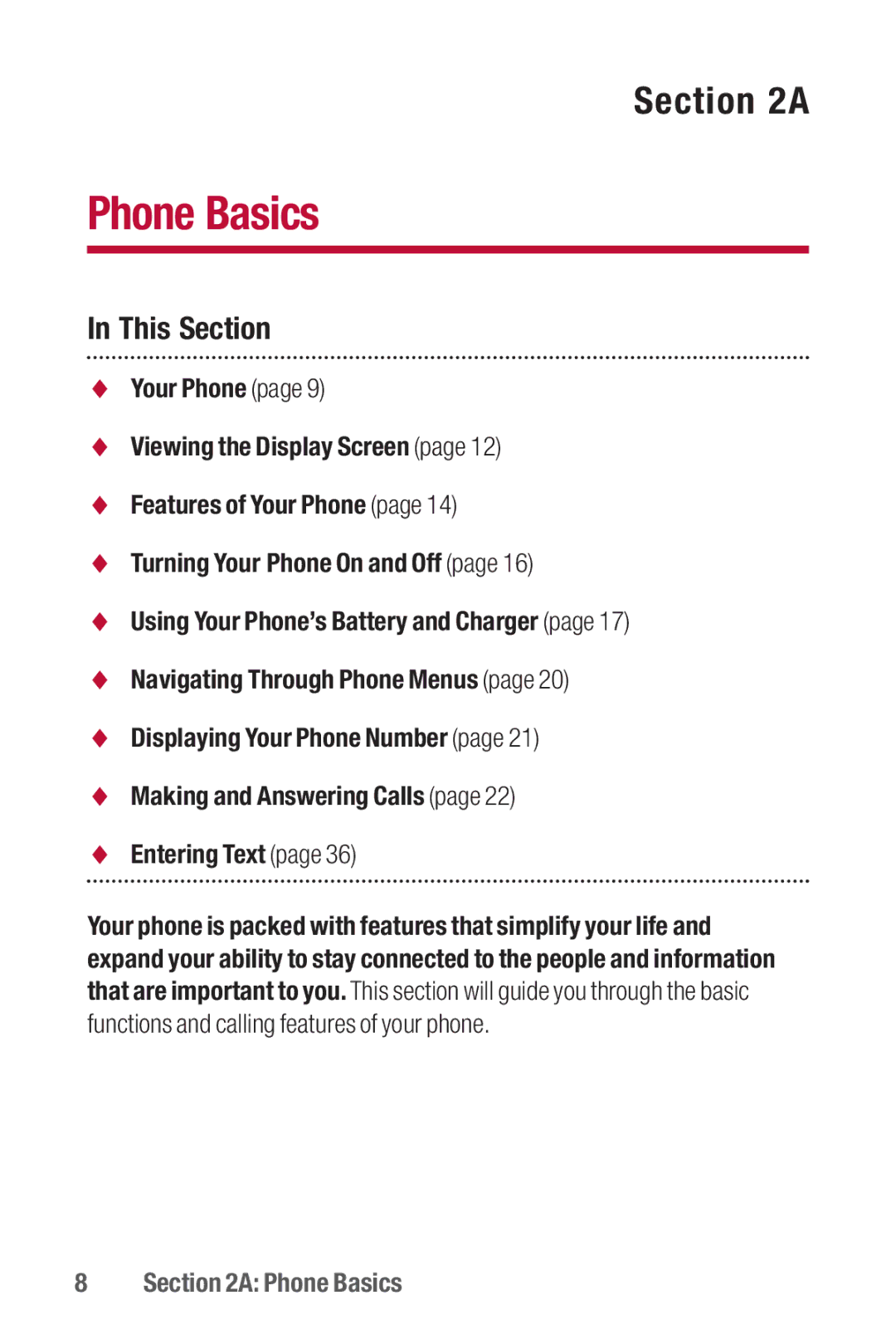 Sanyo II manual Functions and calling features of your phone, Phone Basics 