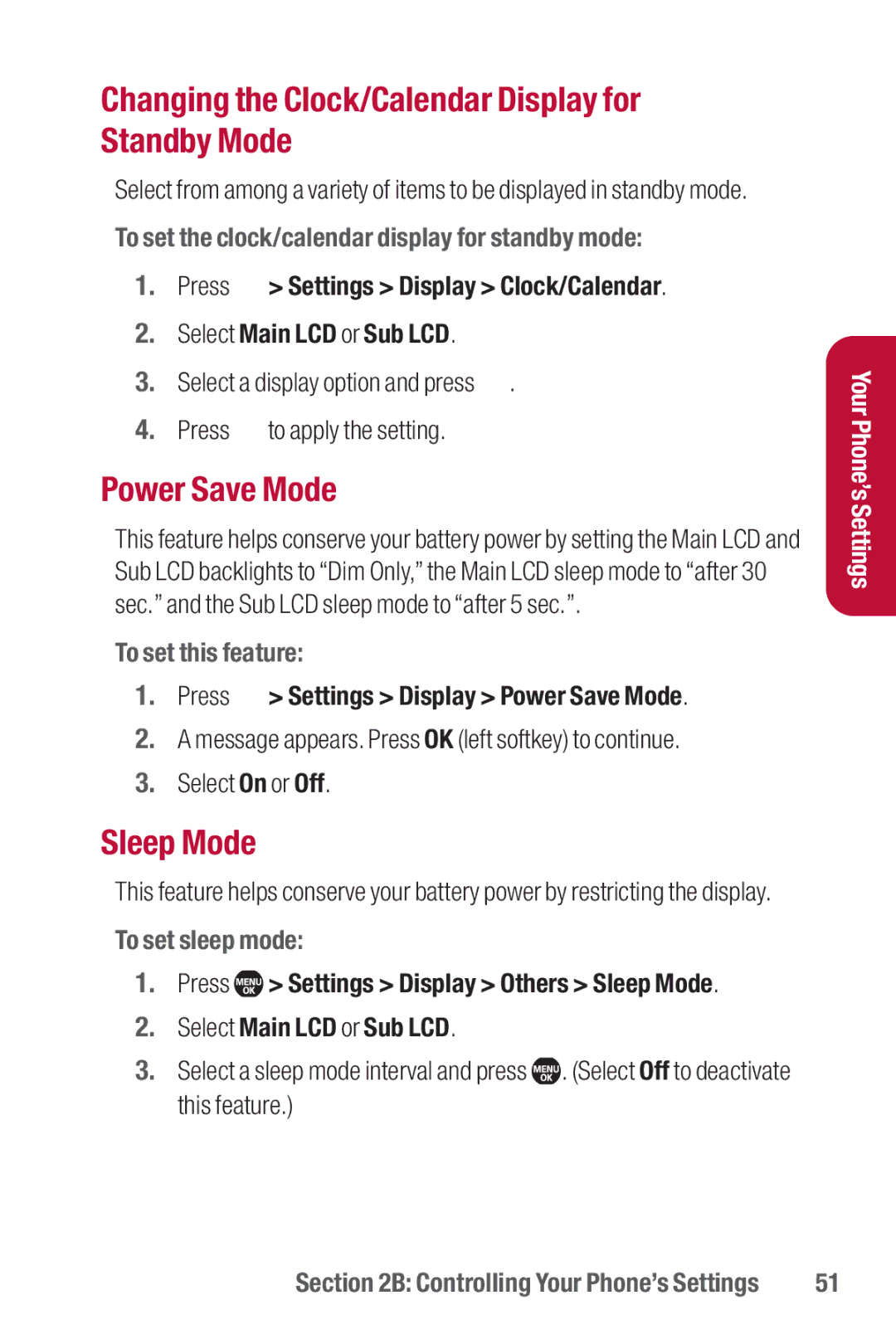 Sanyo II manual Changing the Clock/Calendar Display for Standby Mode, Power Save Mode, Sleep Mode 