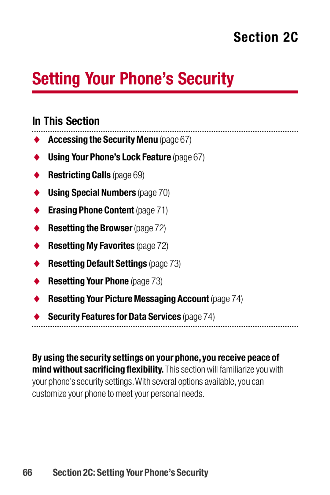 Sanyo II manual Setting Your Phone’s Security 