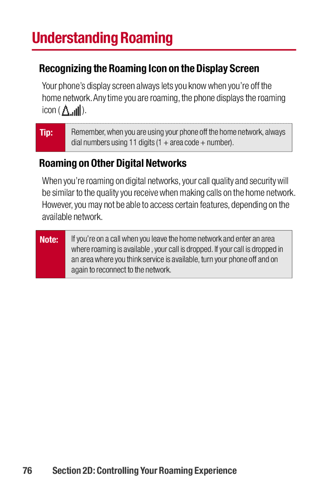 Sanyo II Understanding Roaming, Recognizing the Roaming Icon on the Display Screen, Roaming on Other Digital Networks 