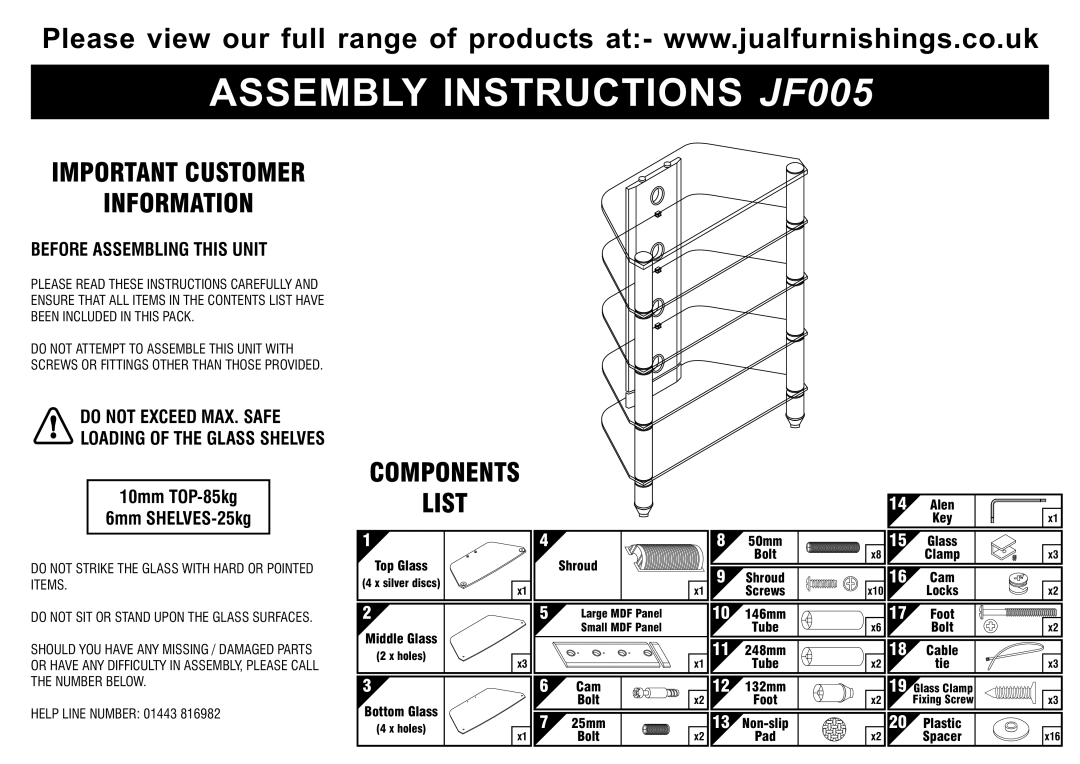 Sanyo JF005BC, JF005BB, JF005SC manual Assembly Instructions JF005 