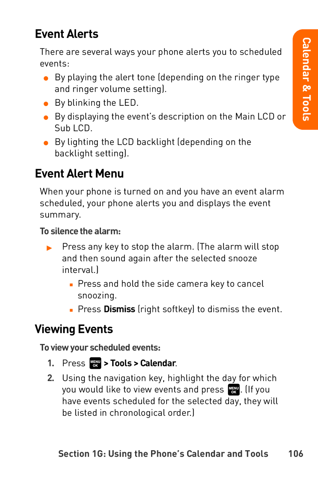 Sanyo Katana manual Event Alerts, Event Alert Menu, Viewing Events 