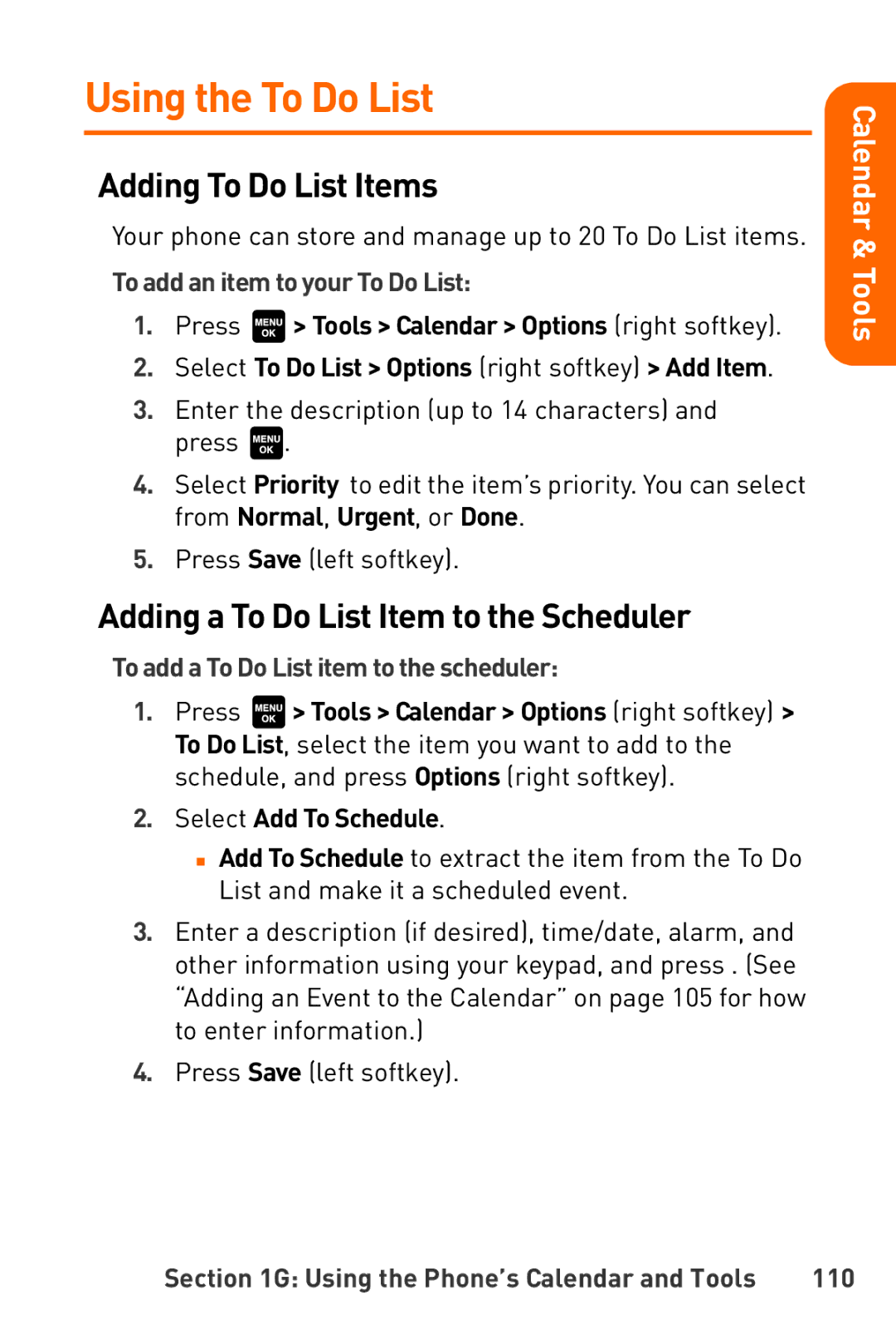 Sanyo Katana manual Using the To Do List, Adding To Do List Items, Adding a To Do List Item to the Scheduler 