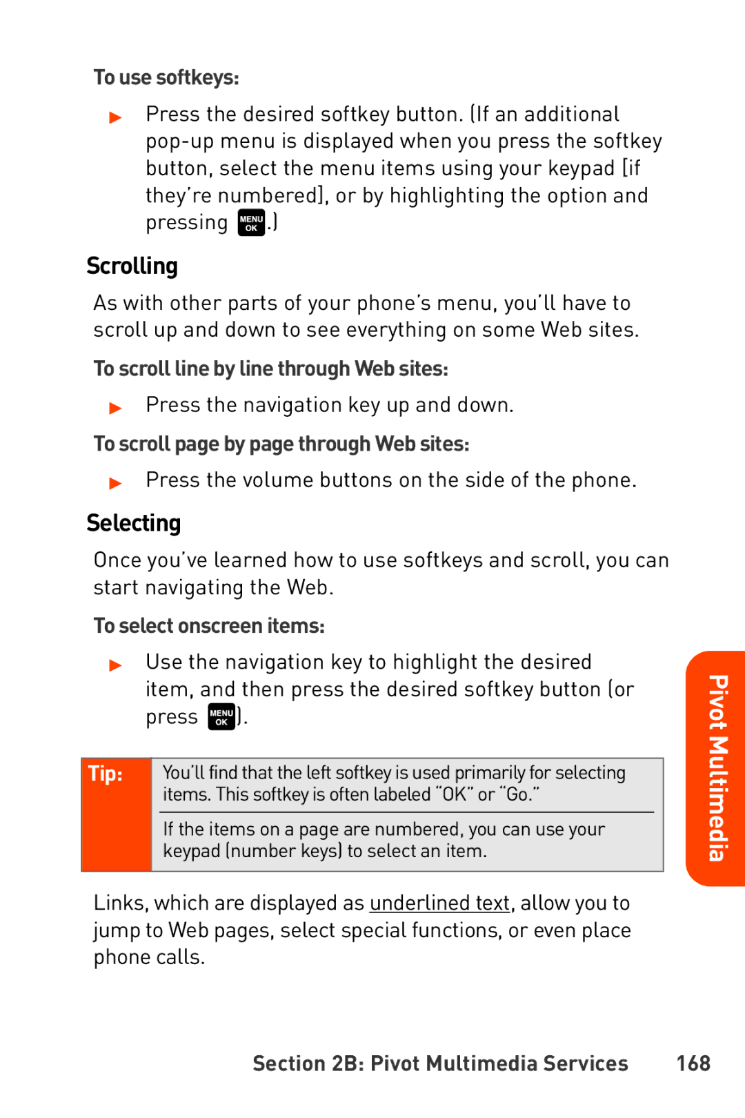 Sanyo Katana manual Scrolling, Selecting 