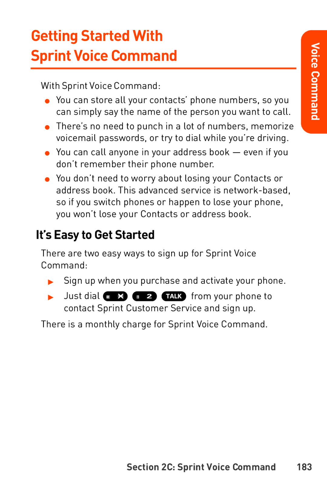 Sanyo Katana manual Getting Started With Sprint Voice Command, It’s Easy to Get Started, 183 