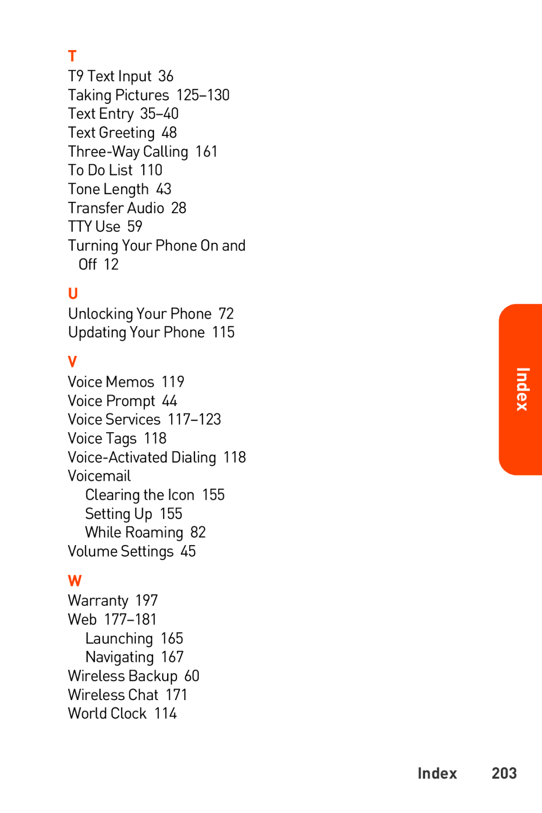 Sanyo Katana manual Index 