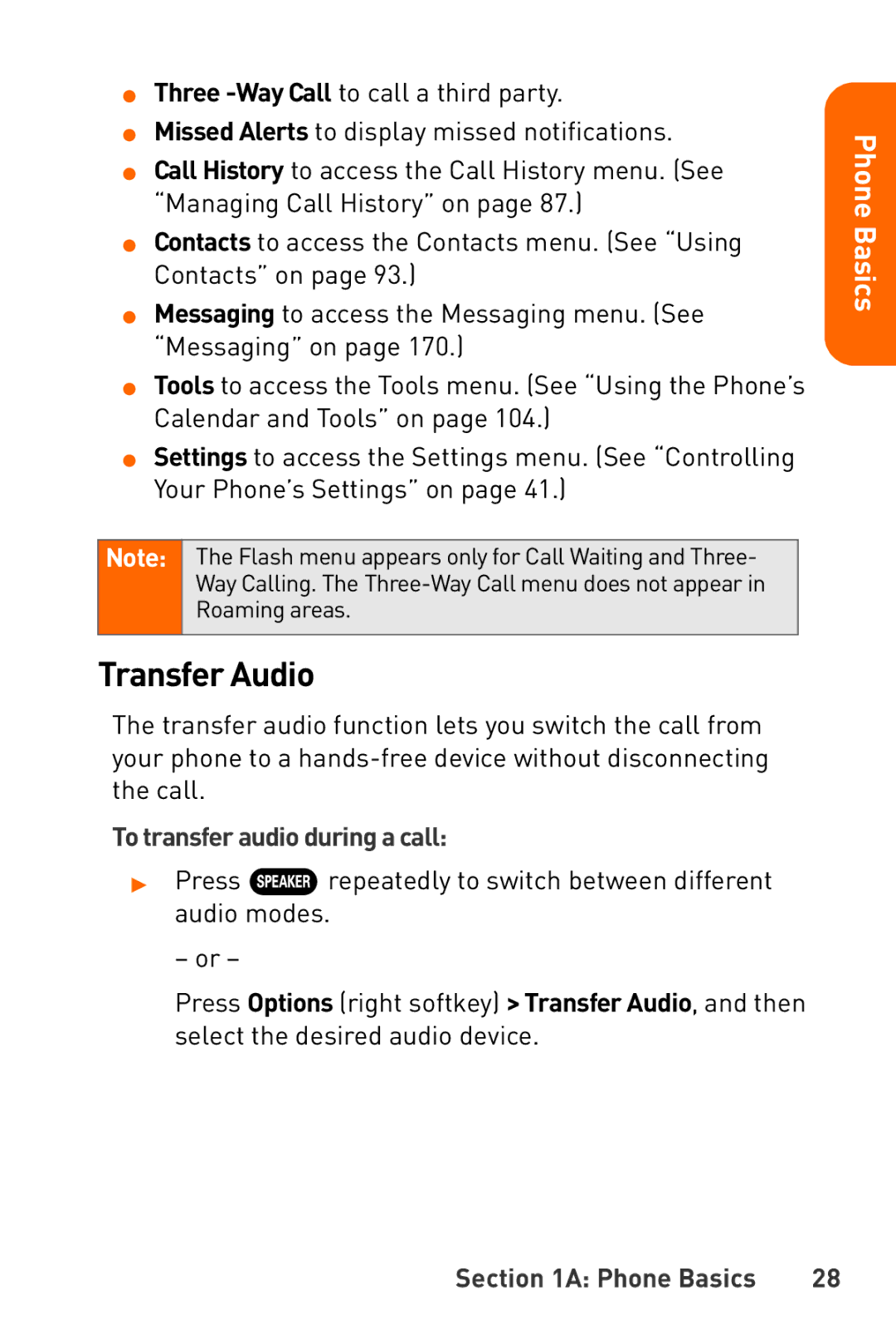 Sanyo Katana manual Transfer Audio, To transfer audio during a call 