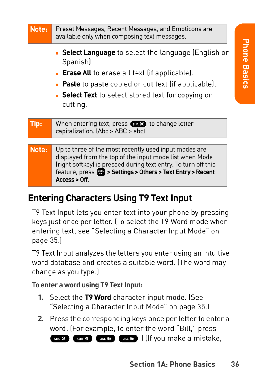 Sanyo Katana manual Entering Characters Using T9 Text Input, To enter a word using T9 Text Input 