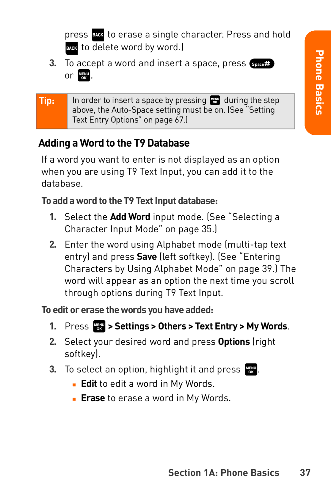 Sanyo Katana manual Adding a Word to the T9 Database, To add a word to the T9 Text Input database 