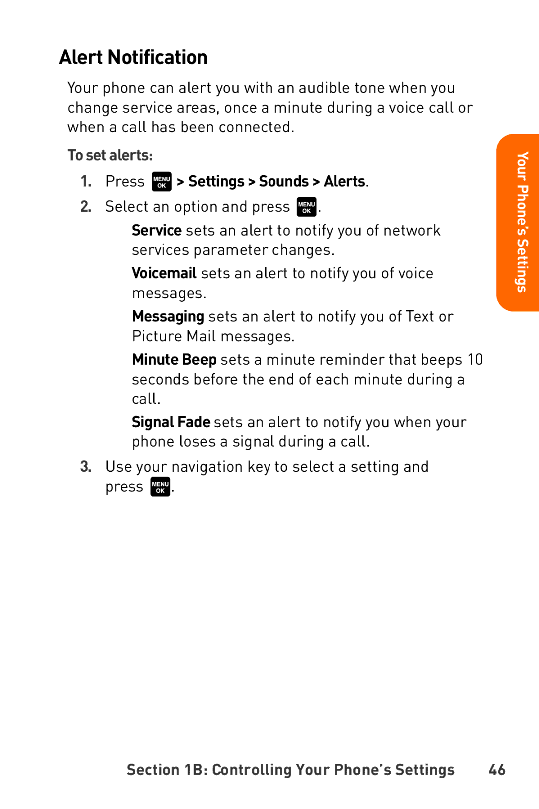 Sanyo Katana manual Alert Notification, To set alerts, Press Settings Sounds Alerts 