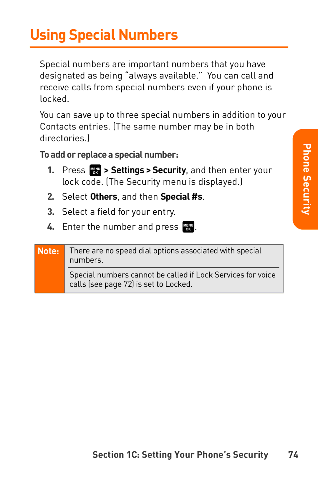 Sanyo Katana manual Using Special Numbers, To add or replace a special number 