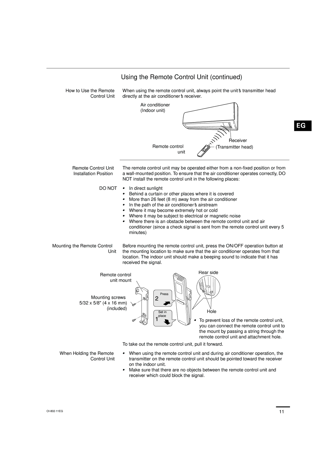 Sanyo KHS0971, KHS1271 instruction manual Using the Remote Control Unit 