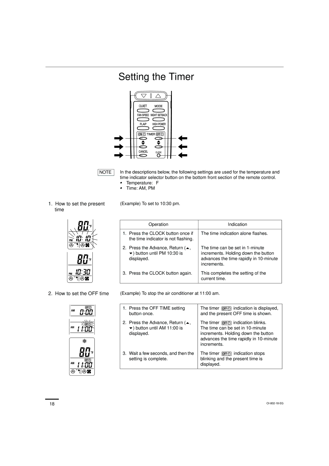 Sanyo KHS1271, KHS0971 instruction manual Setting the Timer, How to set the present time, Operation Indication 