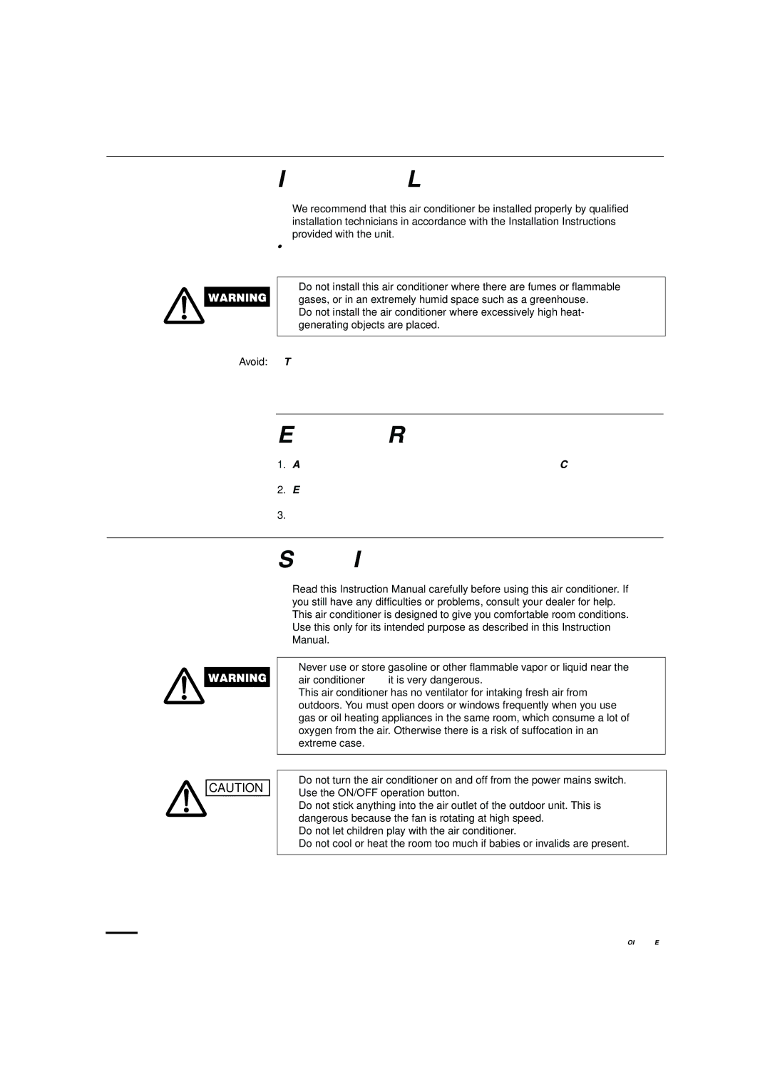 Sanyo KHS1271, KHS0971 instruction manual Installation Location, Electrical Requirements, Safety Instructions 