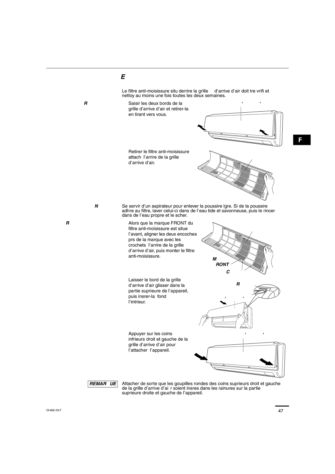 Sanyo KHS0971, KHS1271 instruction manual Entretien et nettoyage suite, Front 