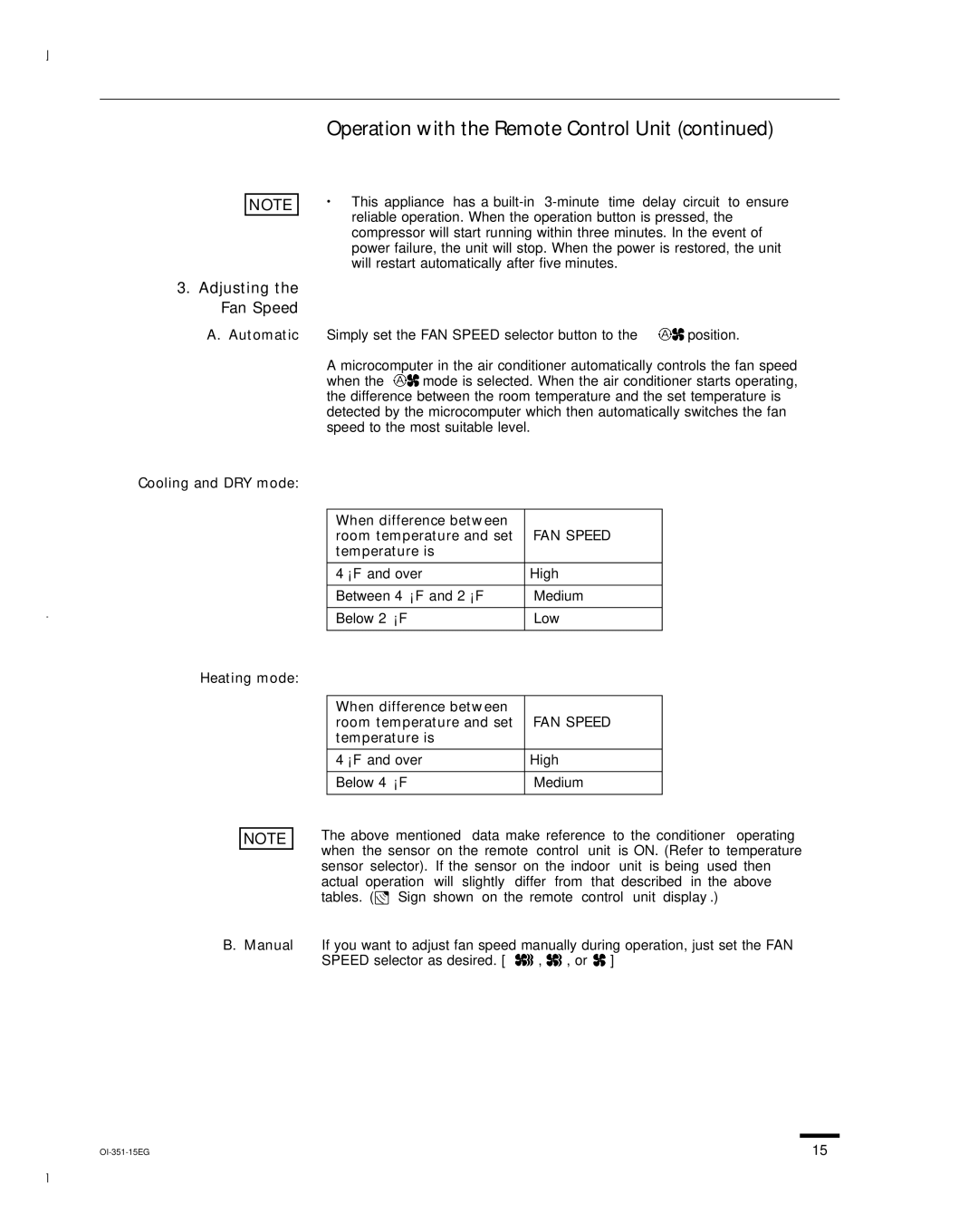 Sanyo KHS1852, KHS0951, KHS1251 instruction manual Adjusting the Fan Speed, FAN Speed 