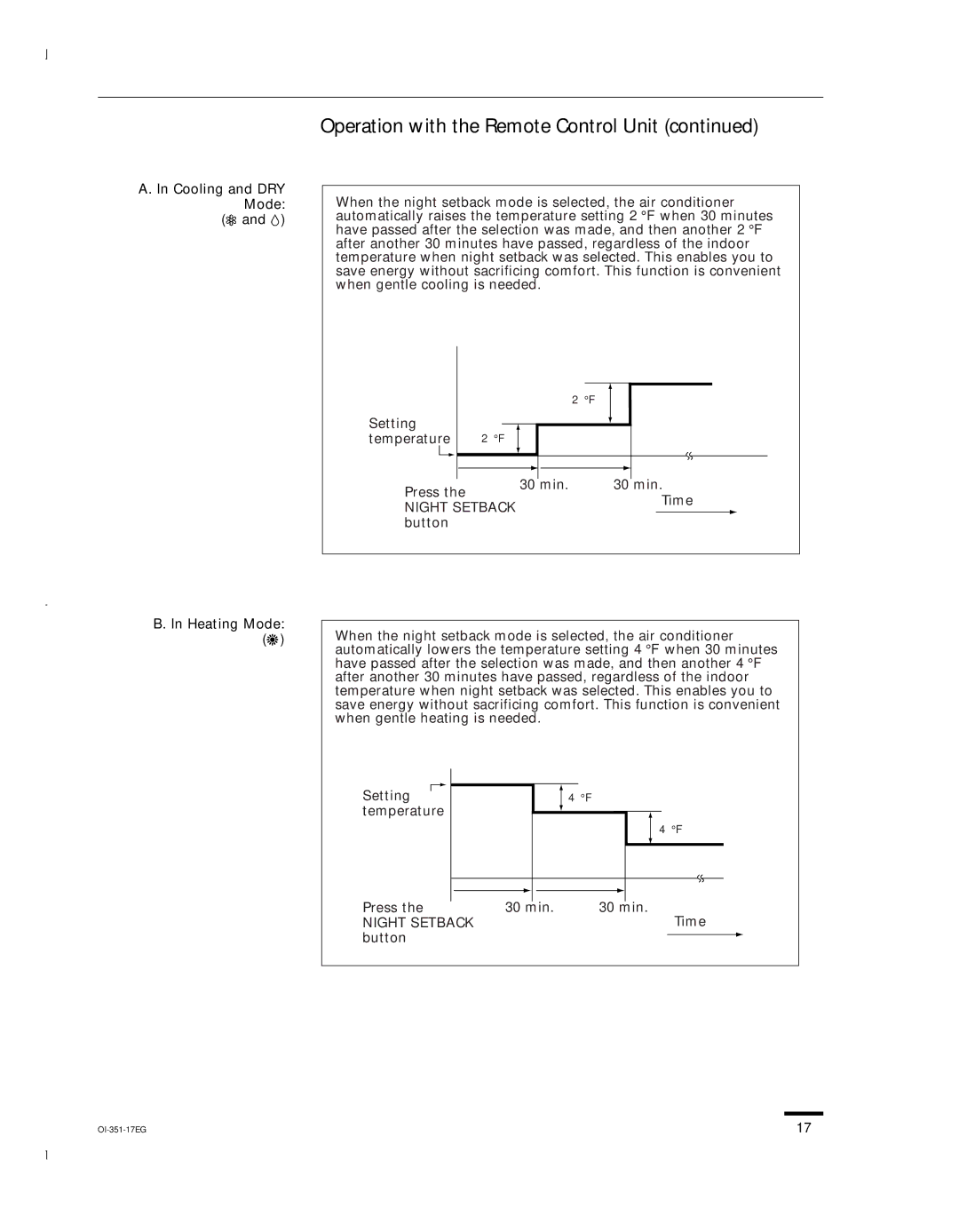 Sanyo KHS1251, KHS1852, KHS0951 instruction manual Night Setback 