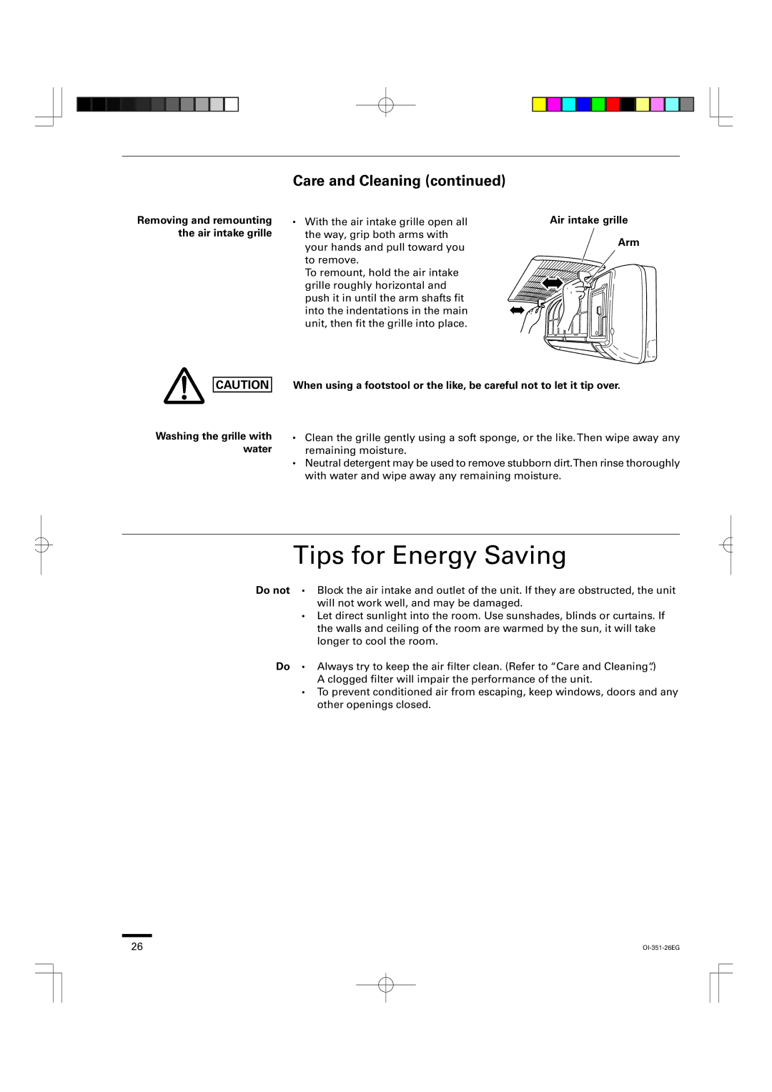 Sanyo KHS1251, KHS1852, KHS0951 instruction manual Tips for Energy Saving, Removing and remounting, Do not 