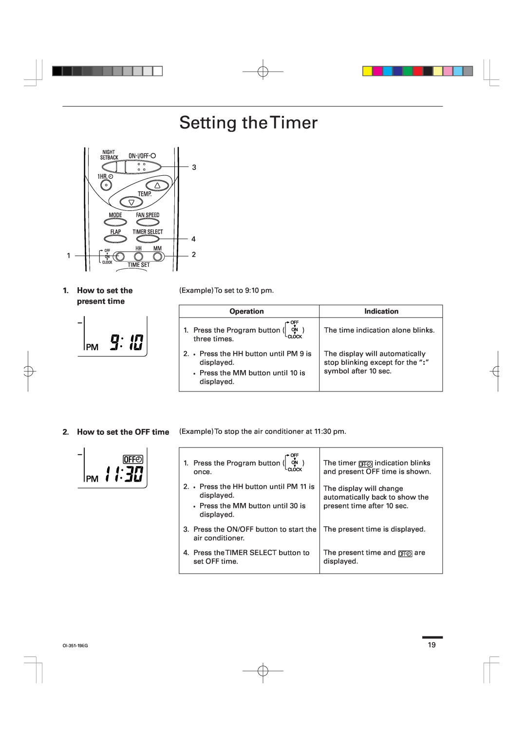 Sanyo KHS0951, KHS1852, KHS1251 instruction manual Setting theTimer, How to set the present time 