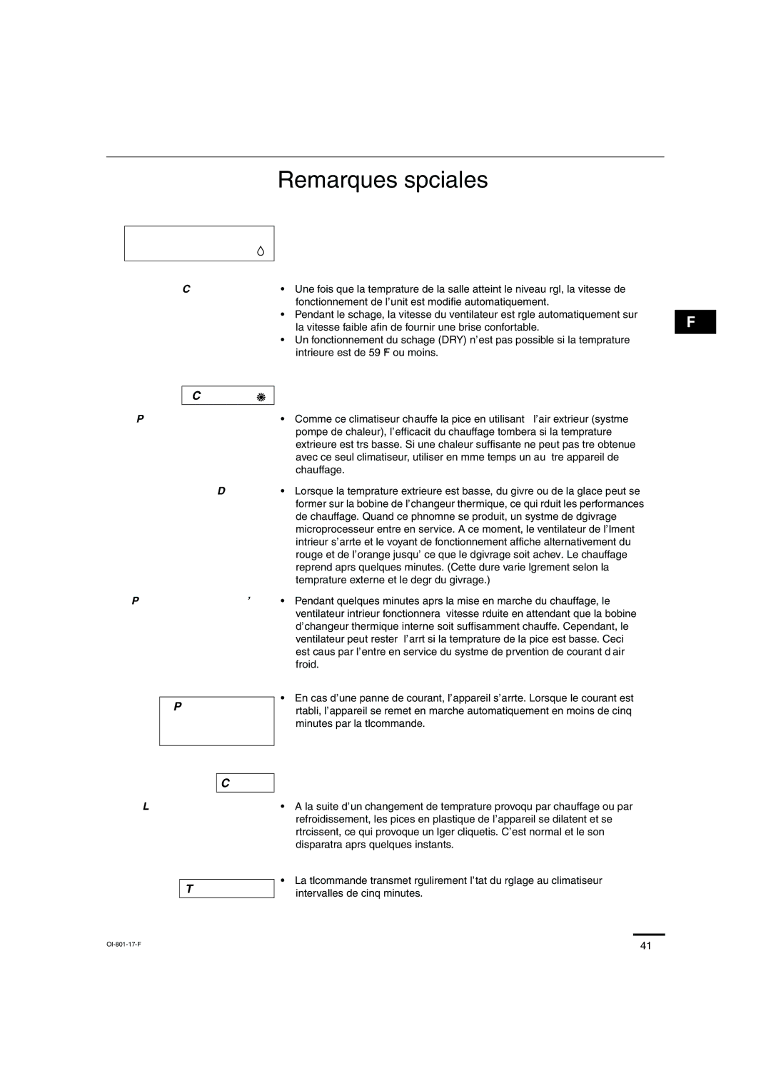 Sanyo KHS2472 Remarques spéciales, Fonctionnement séchage, Chauffage, Panne de courant pendant le fonctionnement Cliquetis 