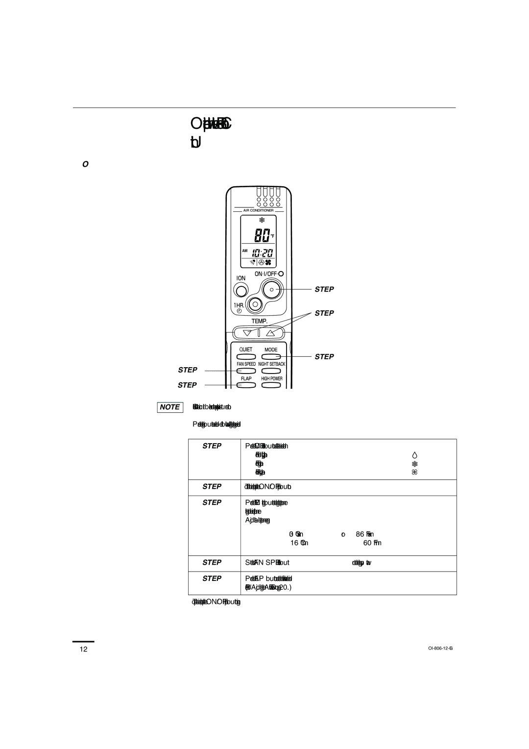 Sanyo KMS0972, KMS1272 instruction manual Operation with the Remote Control Unit, Step 