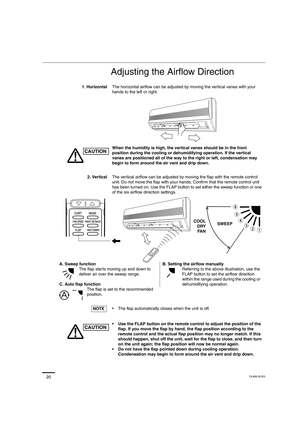 Sanyo KMS0972, KMS1272 instruction manual Adjusting the Airflow Direction 