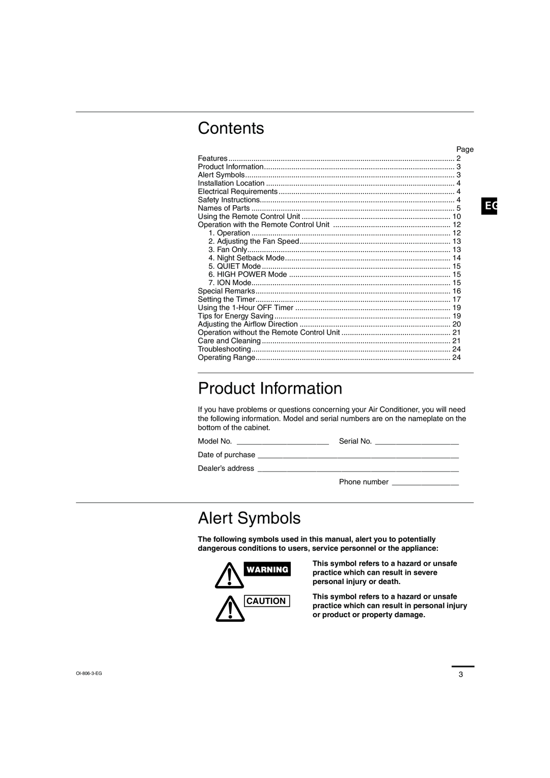 Sanyo KMS1272, KMS0972 instruction manual Contents, Product Information, Alert Symbols 